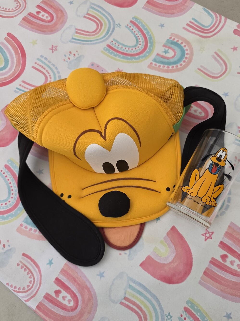 Disney Pluto Character Hat with Ears and Glass Cup